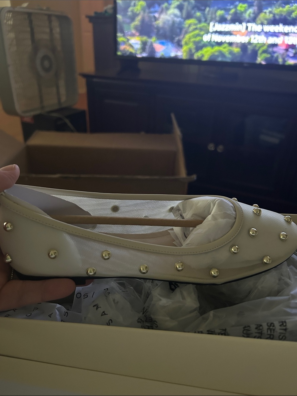 Yosi Samra Cream Mesh Sadie Stud Ballet- new with tags- size 6.5